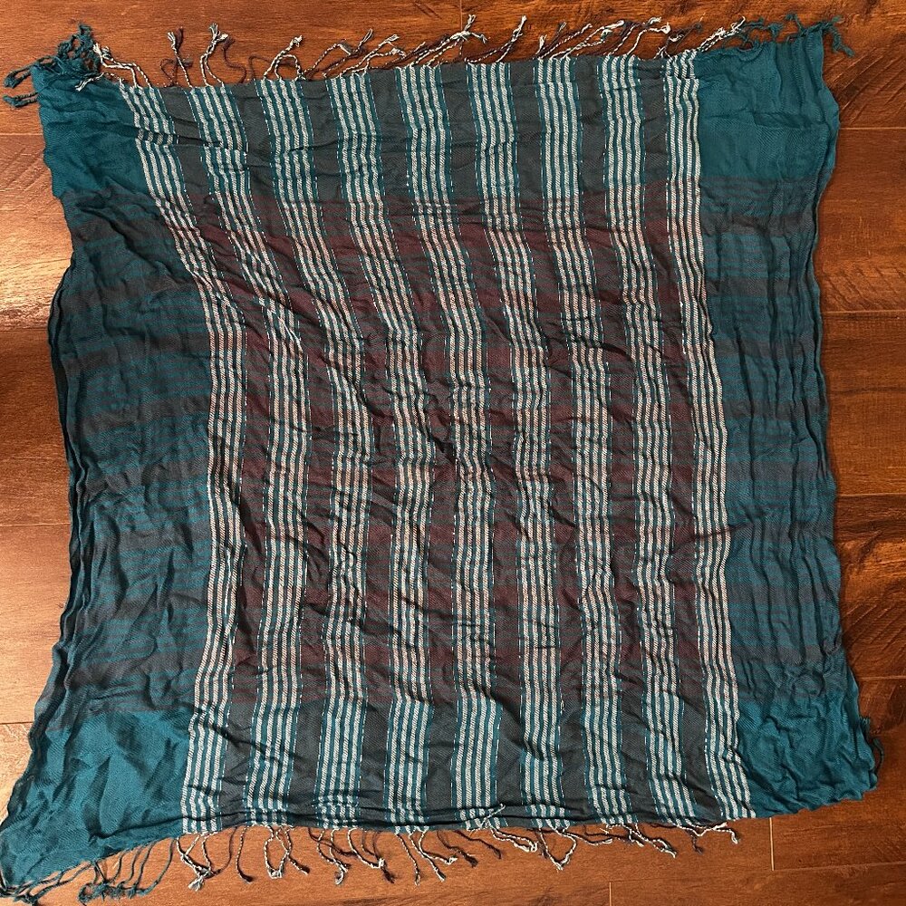 Green, White, and Red Striped Scarf